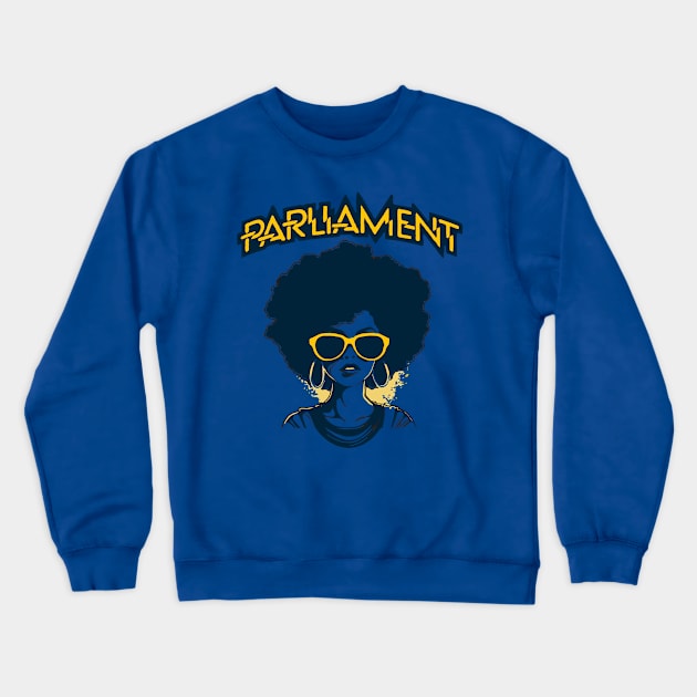 Vintage Parliament Funkadelic Afro Girl Throwback Funk Music Crewneck Sweatshirt by robotbasecamp